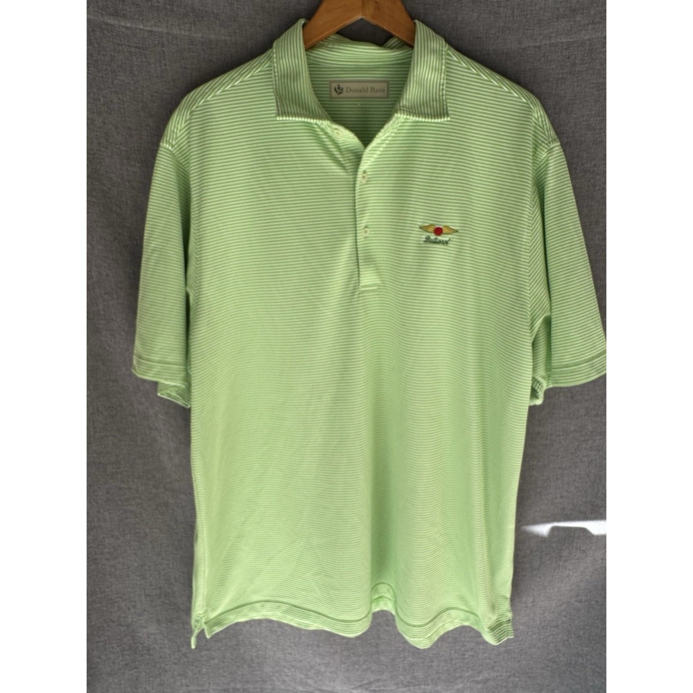 Donald Ross Polo‎ Shirt Mens XL Extra Large Green Stripe Golf